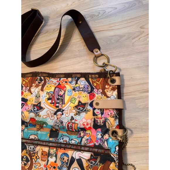 LESPORTSAC Tokidoki Corriere Pirates Messenger Large Foldable Shoulder Bag RARE - Picture 5 of 10